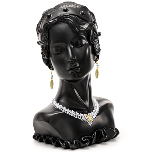 SOUJOY Schmuckständer, Schmuckständer, Schaufensterpuppe, Ohrringständer, schwarzer Harz-Anhänger, Boutique-Präsentationshalter, Organizer für Show-Schmuck, Halsketten, Ohrringe, Ringe von SOUJOY