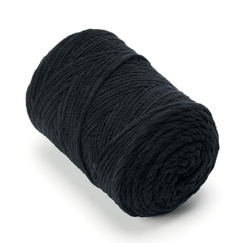 SOVIKER Amigurumi Chenillegarn Babydecke Garn Fantasiegarn #6 Super Dick Weich Flauschig Chenille Garn für Hut Schal Weihnachtsdekoration Anfänger geeignet 0.3kg (Schwarz) von SOVIKER