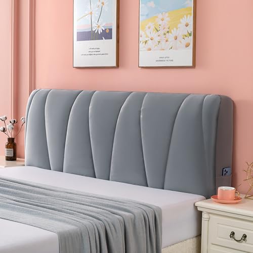 SOVORM Grau Bettkopfteil Hussen Bett Kopfteil Bezug, Weicher Strecken Samtstoff Staubdicht, Staubdichte Schutzhülle für gepolsterte Schlafzimmer Kopfteil(120-220cm),Gray 1,200cm von SOVORM