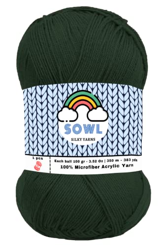 SOWL Acrylgarne – Silky Touch Khaki – 100 % Mikrofaser-Acryl, 1 Knäuel, 100 g, 380 Meter, Griffgewicht Garn zum Stricken und Häkeln SOWL Acrylgarne – Silky Touch Khaki – 100 % Mikrofaser-Acryl, 1 Knäuel, 100 g, 380 Meter, Griffgewicht Garn zum Stricken und Häkeln von SOWL