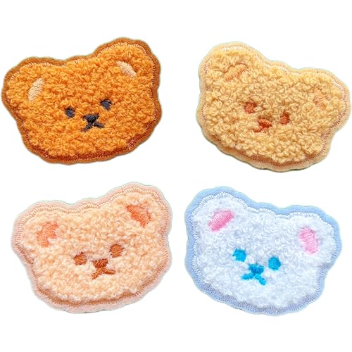 4 selbstklebende niedliche Bären-Patches zum Aufkleben auf Bär, Chenille, kleine Flicken für Rucksack, Handwerk, Laptop, Kleidung, Hut, Tasche von SOYCEV
