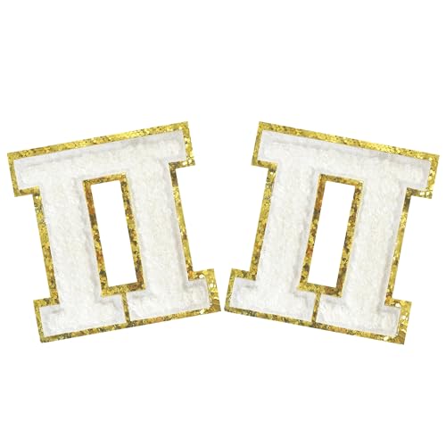 Aufnäher mit griechischen Buchstaben, zum Aufbügeln, weiße Chenille, griechische Buchstaben, Sorority, 2 Stück Aufnäher mit griechischen Buchstaben, zum Aufbügeln, weiße Chenille, griechische Buchstaben, Sorority, 2 Stück von SOYCEV