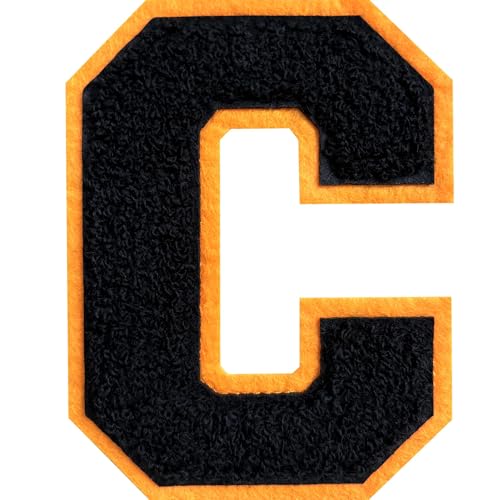 SOYCEV 11,4 cm Varsity Letter Patches Chenille Iron on Letterman Jacket Patches für Kleidung/Jacke/Varsity/Tasche (Schwarz, C) von SOYCEV