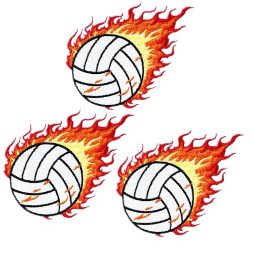 SOYCEV 3 x Aufnäher zum Aufbügeln mit Feuersport, bestickter Stoffapplikation für Kleidung, Jeans, Rucksäcke, Jacken, Hüte, Sportbekleidung, Taschen (Volleyball-Patches) von SOYCEV