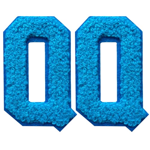 SOYCEV Chenille-Buchstaben-Aufnäher zum Aufbügeln, für Kleidung, Jacke, Tasche, Kapuzenpullover, Blau, 2 Stück von SOYCEV