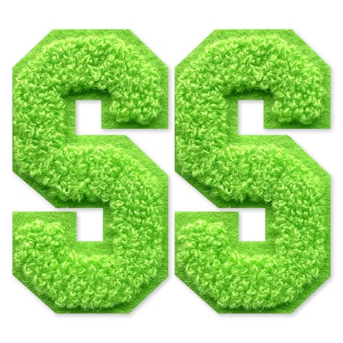 SOYCEV Chenille-Buchstaben-Aufnäher zum Aufbügeln, für Kleidung, Jacke, Tasche, Kapuzenpullover, Grün, Größe S, 2 Stück SOYCEV Chenille-Buchstaben-Aufnäher zum Aufbügeln, für Kleidung, Jacke, Tasche, Kapuzenpullover, Grün, Größe S, 2 Stück von SOYCEV