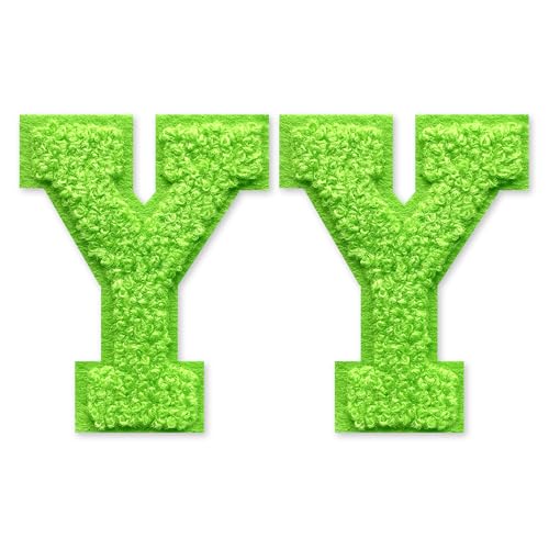 SOYCEV Chenille-Buchstaben-Aufnäher zum Aufbügeln, für Kleidung, Jacke, Tasche, Kapuzenpullover, Grün, Größe Y, 2 Stück SOYCEV Chenille-Buchstaben-Aufnäher zum Aufbügeln, für Kleidung, Jacke, Tasche, Kapuzenpullover, Grün, Größe Y, 2 Stück von SOYCEV