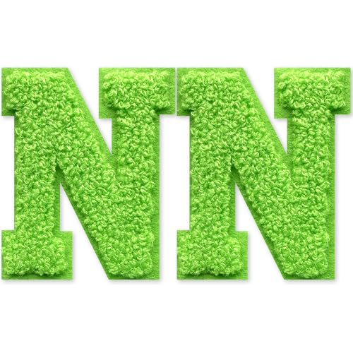 SOYCEV Chenille-Buchstaben-Aufnäher zum Aufbügeln, für Kleidung, Jacke, Tasche, Kapuzenpullover, Grün, N, 2 Stück SOYCEV Chenille-Buchstaben-Aufnäher zum Aufbügeln, für Kleidung, Jacke, Tasche, Kapuzenpullover, Grün, N, 2 Stück von SOYCEV