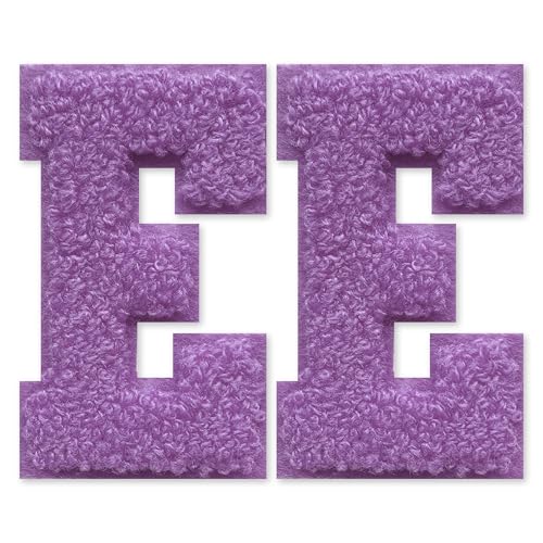 SOYCEV Chenille-Buchstaben-Aufnäher zum Aufbügeln, für Kleidung, Jacke, Tasche, Kapuzenpullover, Lila, E, 2 Stück SOYCEV Chenille-Buchstaben-Aufnäher zum Aufbügeln, für Kleidung, Jacke, Tasche, Kapuzenpullover, Lila, E, 2 Stück von SOYCEV