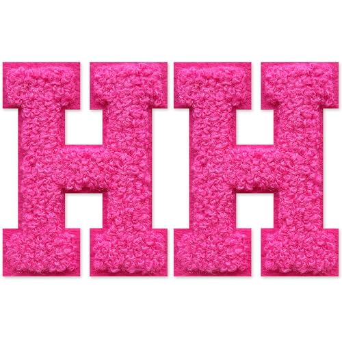 SOYCEV Chenille-Buchstaben-Aufnäher zum Aufbügeln, für Kleidung, Jacke, Tasche, Kapuzenpullover, Rosa, 2 Stück von SOYCEV