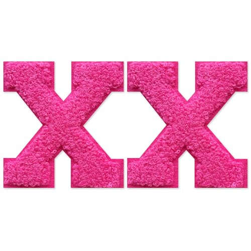 SOYCEV Chenille-Buchstaben-Aufnäher zum Aufbügeln, für Kleidung, Jacke, Tasche, Kapuzenpullover, Rosa, Größe XS, 2 Stück von SOYCEV