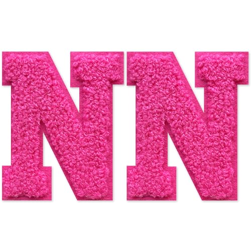 SOYCEV Chenille-Buchstaben-Aufnäher zum Aufbügeln, für Kleidung, Jacke, Tasche, Kapuzenpullover, Rosa, N, 2 Stück SOYCEV Chenille-Buchstaben-Aufnäher zum Aufbügeln, für Kleidung, Jacke, Tasche, Kapuzenpullover, Rosa, N, 2 Stück von SOYCEV