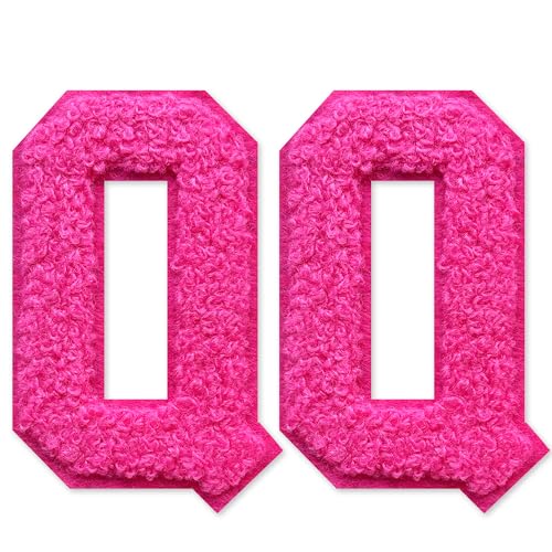 SOYCEV Chenille-Buchstaben-Aufnäher zum Aufbügeln, für Kleidung, Jacke, Tasche, Kapuzenpullover, Rosa, Q, 2 Stück von SOYCEV