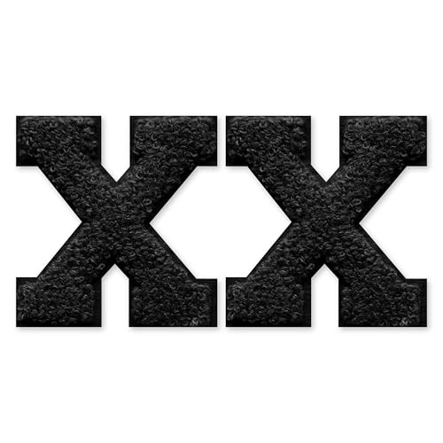 SOYCEV Chenille-Buchstaben-Aufnäher zum Aufbügeln, für Kleidung, Jacke, Tasche, Kapuzenpullover, Schwarz, Größe XS, 2 Stück SOYCEV Chenille-Buchstaben-Aufnäher zum Aufbügeln, für Kleidung, Jacke, Tasche, Kapuzenpullover, Schwarz, Größe XS, 2 Stück von SOYCEV