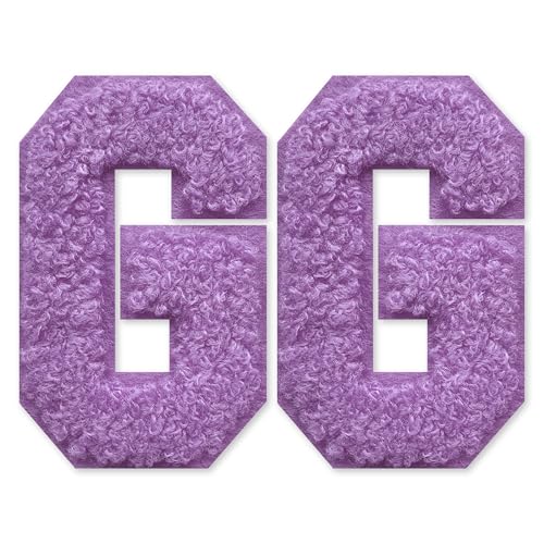 SOYCEV Chenille-Buchstaben-Aufnäher zum Aufbügeln, für Kleidung, Jacke, Tasche, Kapuzenpullover, Violett, G, 2 Stück SOYCEV Chenille-Buchstaben-Aufnäher zum Aufbügeln, für Kleidung, Jacke, Tasche, Kapuzenpullover, Violett, G, 2 Stück von SOYCEV
