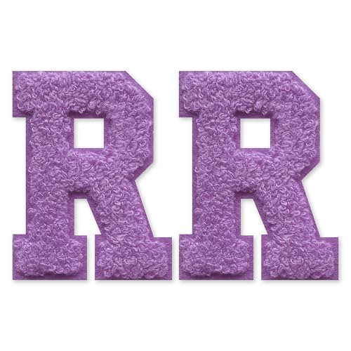 SOYCEV Chenille-Buchstaben-Aufnäher zum Aufbügeln, für Kleidung, Jacke, Tasche, Kapuzenpullover, Violett, Größe R, 2 Stück SOYCEV Chenille-Buchstaben-Aufnäher zum Aufbügeln, für Kleidung, Jacke, Tasche, Kapuzenpullover, Violett, Größe R, 2 Stück von SOYCEV