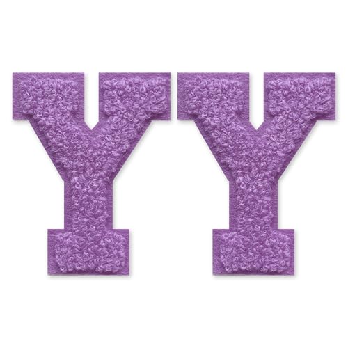 SOYCEV Chenille-Buchstaben-Aufnäher zum Aufbügeln, für Kleidung, Jacke, Tasche, Kapuzenpullover, Violett, Y, 2 Stück SOYCEV Chenille-Buchstaben-Aufnäher zum Aufbügeln, für Kleidung, Jacke, Tasche, Kapuzenpullover, Violett, Y, 2 Stück von SOYCEV