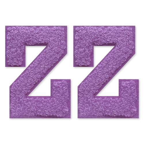 SOYCEV Chenille-Buchstaben-Aufnäher zum Aufbügeln, für Kleidung, Jacke, Tasche, Kapuzenpullover, Violett, Z, 2 Stück SOYCEV Chenille-Buchstaben-Aufnäher zum Aufbügeln, für Kleidung, Jacke, Tasche, Kapuzenpullover, Violett, Z, 2 Stück von SOYCEV