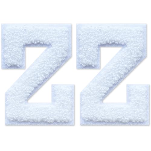 SOYCEV Chenille-Buchstaben-Aufnäher zum Aufbügeln, für Kleidung, Jacke, Tasche, Kapuzenpullover, Weiß, Z, 2 Stück SOYCEV Chenille-Buchstaben-Aufnäher zum Aufbügeln, für Kleidung, Jacke, Tasche, Kapuzenpullover, Weiß, Z, 2 Stück von SOYCEV