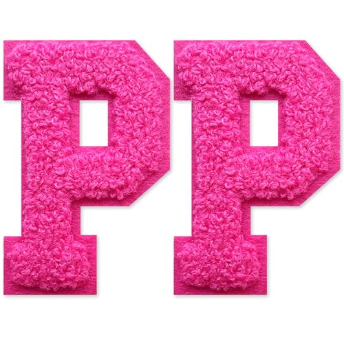 SOYCEV Chenille-Buchstaben-Flicken zum Aufbügeln, für Kleidung, Jacke, Tasche, Kapuzenpullover, Rosa, 2 Stück von SOYCEV