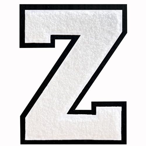 SOYCEV Weiße Chenille-Buchstaben-Flicken 11,4 cm Letterman Jacken-Flicken große Varsity-Buchstaben-Aufnäher Kleidung zum Aufbügeln (Z) von SOYCEV