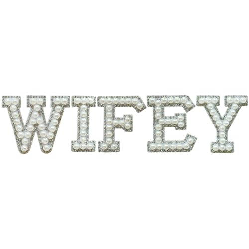 SOYCEV Wifey Aufnäher zum Aufbügeln, Weiß, Aufschrift Wifey, Geschenk für Jacke, Tasche, Hochzeit, 1 Stück von SOYCEV