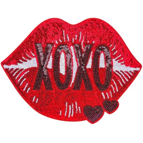 SOYCEV XOXO Aufnäher zum Aufbügeln, große Pailletten, für Jacke und Kleidung von SOYCEV