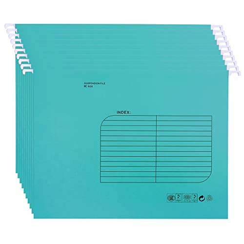 Foolscap Hängemappen mit Lasche und Karteneinsätzen (25 Stück, Blau) Verstärkte Hängemappen FC-Größe Aktenschrankmappen für Office School Home File Organization von SOYIRI