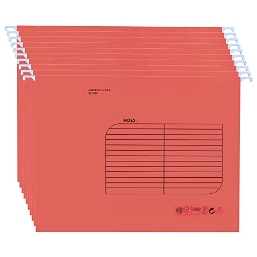 Hängemappen Foolscap,25 Stück Hängemappe mit Tabs und Karteneinsätzen für Schule, Zuhause, Büro(Red) von SOYIRI