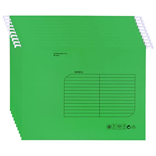 Hängemappen Foolscap,25 Stück Hängemappe mit Tabs und Karteneinsätzen für Schule, Zuhause, Büro(Grün) von SOYIRI