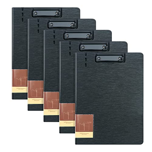 Klemmbrett A4 mit Deckel,5 Stück Schreibbrett Klemmbrett mit Metalklemme,A4 Aufklappbare Schreibplatte Klemmbretter Clipboard Zwischenablage(Schwarz) von SOYIRI