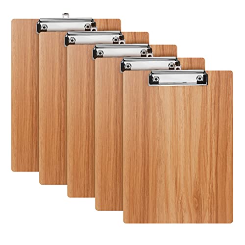 Klemmbrett Holz A4,5 Stück Schreibbrett Klemmbrett mit Metalklemme,A4 Schreibplatte Klemmbretter Clipboard Zwischenablage von SOYIRI