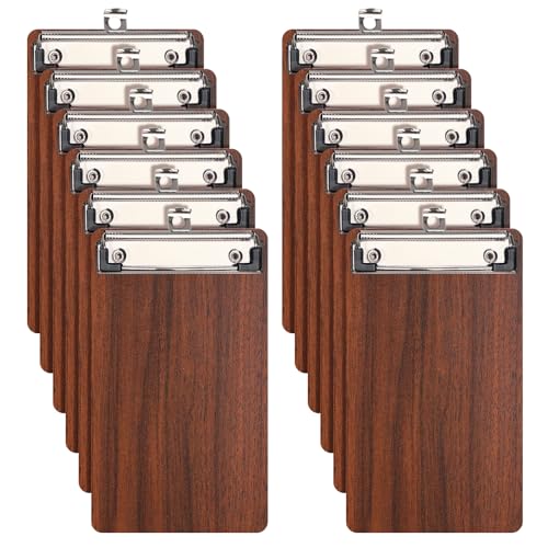 Klemmbrett Holz A6,12 Stück Mini Klemmbrett Schreibbrett mit Metalklemme,A6 Schreibplatte Clipboard Zwischenablage von SOYIRI