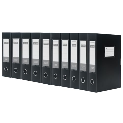 SOYIRI 10 Stück Archivbox A4,Sammelbox mit 75 mm Breit Rücken, Aktenordner für Büro, Zuhause und Schule,Schwarz von SOYIRI
