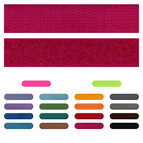 SIMON PIKE 10m Klettband 15 mm breit in pink, Klett Flausch und Haken zum Nähen, 10 Meter Klett Hakenband und Flauschband am Stück von SP SIMON PIKE