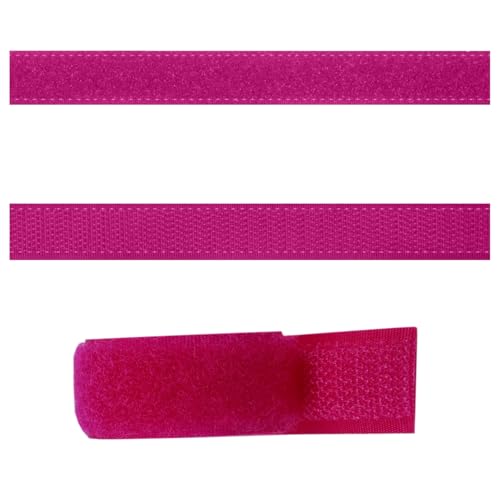 SIMON PIKE 1m Klettband 15 mm breit in pink, Klett Flausch und Haken zum Nähen, 1 Meter Klett Hakenband und Flauschband am Stück von SP SIMON PIKE