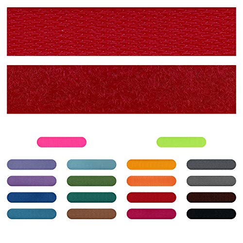 SIMON PIKE 1m Klettband 15 mm breit in rot, Klett Flausch und Haken zum Nähen, 1 Meter Klett Hakenband und Flauschband am Stück von SP SIMON PIKE