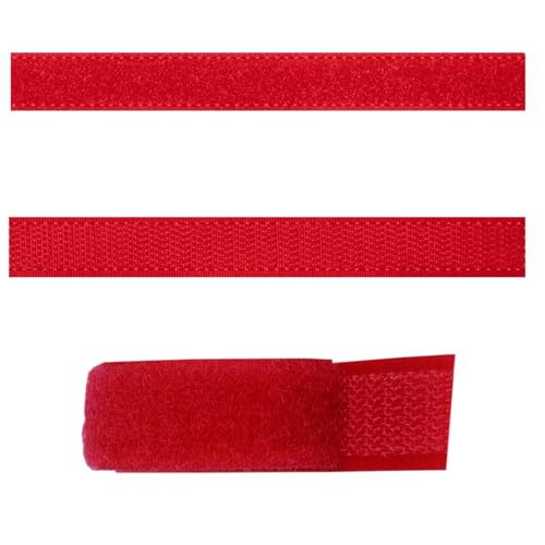 SIMON PIKE 1m Klettband 15 mm breit in rot, Klett Flausch und Haken zum Nähen, 1 Meter Klett Hakenband und Flauschband am Stück von SP SIMON PIKE