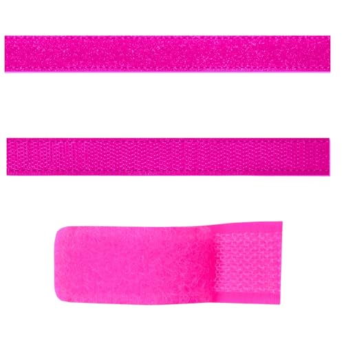 SIMON PIKE 3m x 1,5 cm Klettband neonpink (Flausch und Haken im Set), zum Aufnähen, hohe Verschlusskraft, wiederverschließbar, frei zuschneidbar von SP SIMON PIKE