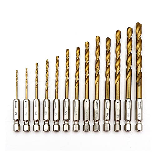 SPAKAMTZTK 1/4 Sex Shank 1.5-6.5mm Schraubendreher Twist Bohrer 13pcs / Set HSS. Hochgeschwindigkeits-beschichteter Bohrer-Set bisschen SPAKAMTZTK 1/4 Sex Shank 1.5-6.5mm Schraubendreher Twist Bohrer 13pcs / Set HSS. Hochgeschwindigkeits-beschichteter Bohrer-Set bisschen von SPAKAMTZTK