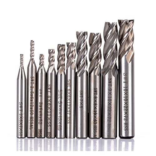 SPAKAMTZTK 10pcs 2-10mm Hartmetall-Endfräser Frässchneiden HSS 4. Klingenflötenfräser-Fräser-Router-Bit CNC Cutter Bohrer for Power Tool Fräser SPAKAMTZTK 10pcs 2-10mm Hartmetall-Endfräser Frässchneiden HSS 4. Klingenflötenfräser-Fräser-Router-Bit CNC Cutter Bohrer for Power Tool Fräser von SPAKAMTZTK