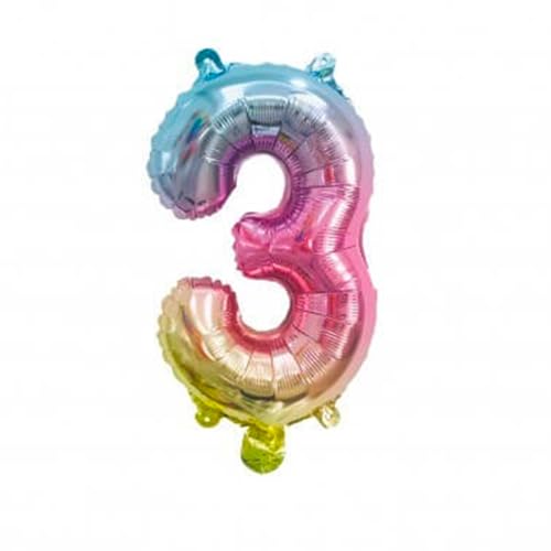 SPARKLERS CLUB Folienballon, 86 cm, Zahl 3, mehrfarbig – aufblasen Sie Ihren Ballon mit Luft oder Helium, ideal für Dekoration von Geburtstag und Party – Zahlenballon für Geburtstag von SPARKLERS CLUB