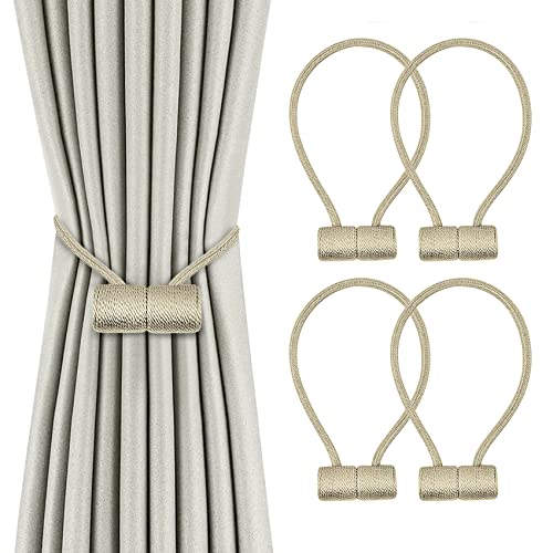 SPDYCESS 4 Stück Vorhang Raffhalter Magnetisch, Vorhanghalter Elegante Holdbacks Gardinen Raffhalter Vorhang Halter mit Starken Magnet für Zuhause Schlafzimmer Büro Dekorativer Gardinenhalter von SPDYCESS