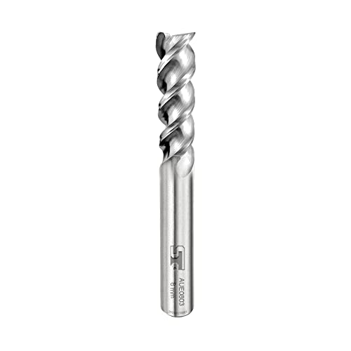 SPEED TIGER AUE Hartmetall-Vierkant-Schaftfräser für Aluminium , U-Form Design mit hohem Vorschub – fürs Schruppen und Schlichten - 3 Schneiden - AUE0803 – hergestellt in Taiwan (1 Stück, 8mm) von SPEED TIGER