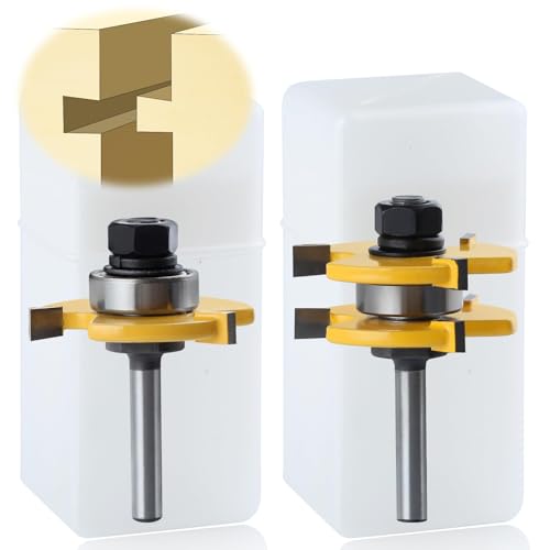 SPEEDWOX 2 x verstellbare Nut- und Federfräser-Bits, 3 Zähne, T-Form, Nut- und Federfräser-Set, Fräser-Bits, 1/4-Schaft, Holzfräser für Holzbearbeitung, Türen, Schubladen, Regale, Böden, Schränke SPEEDWOX 2 x verstellbare Nut- und Federfräser-Bits, 3 Zähne, T-Form, Nut- und Federfräser-Set, Fräser-Bits, 1/4-Schaft, Holzfräser für Holzbearbeitung, Türen, Schubladen, Regale, Böden, Schränke von SPEEDWOX