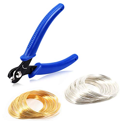 SPEEDWOX 200 Schlaufen Memory Wire für Armbandherstellung 5 Zoll Memory Wire Cutting Pliers Set for Jewelry Making Gold Silver Loop Jewelry Wire Arts DIY Making Supplies Hobby Work Tool von SPEEDWOX