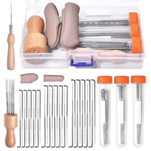 SPEEDWOX Nadelfilzwerkzeuge, Wollfilznadeln, Werkzeug-Set, 78 mm, 86 mm, 90 mm, Filznadeln, DIY-Wollnadel, Flaschenhalter, Holzgriff, Fingerlinge für DIY-Filzwollprojekte, 47 Stück SPEEDWOX Nadelfilzwerkzeuge, Wollfilznadeln, Werkzeug-Set, 78 mm, 86 mm, 90 mm, Filznadeln, DIY-Wollnadel, Flaschenhalter, Holzgriff, Fingerlinge für DIY-Filzwollprojekte, 47 Stück von SPEEDWOX