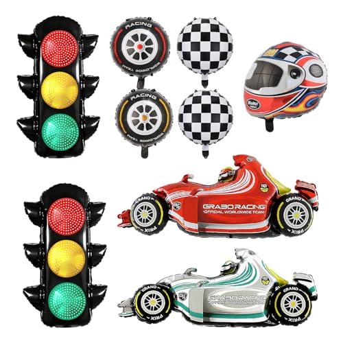 SPERMUOY Cars geburtstagsdeko Auto geburtstag junge racing party decorations Auto Luftballons Geburtstag formel 1 deko car traffic light tire helium balloon von SPERMUOY