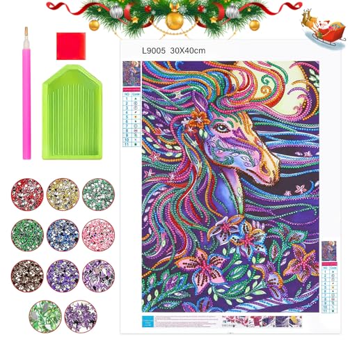 SPERMUOY Diamond Painting Pferde Geschenke für 8 9 10 11 12 Jahre Mädchen, 5D Diamant Painting pferde geschenk malen nach zahlen pferd Full Bilder Diamond Painting Kits von SPERMUOY