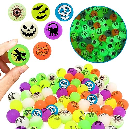 SPERMUOY Halloween Luminous Flummi 24 Stück Leuchtend Flummies Für Halloween Flummis, Hallowee-n Flummis für Kinder Geschenktüten Füllstoffe Party von SPERMUOY